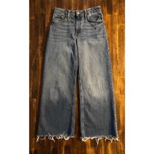 H&M Women’s 6 27 x 26 Jeans Wide Leg Crop Cotton Stretch Denim High Rise